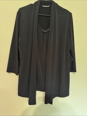 croft & barrow Black Open-Front Women's Cardigan with Beaded Neckline